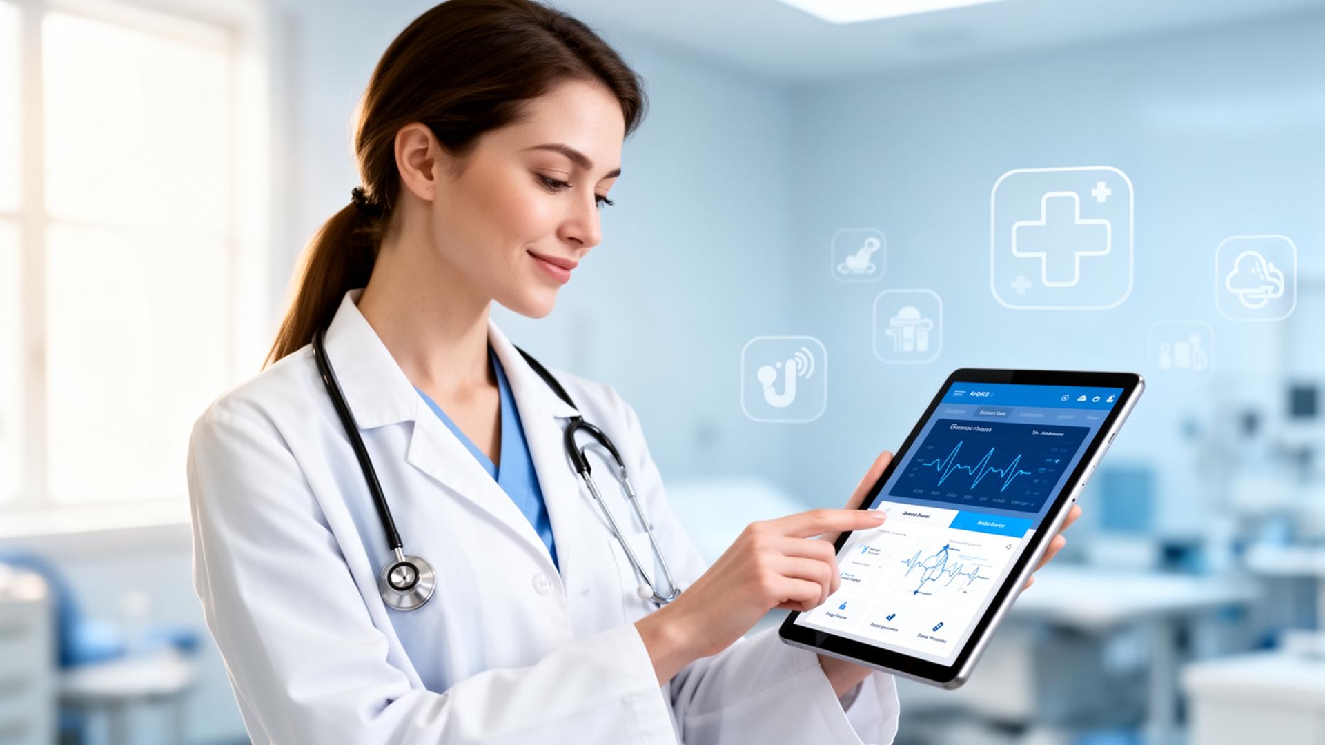 Physician using IKON EMR on tablet